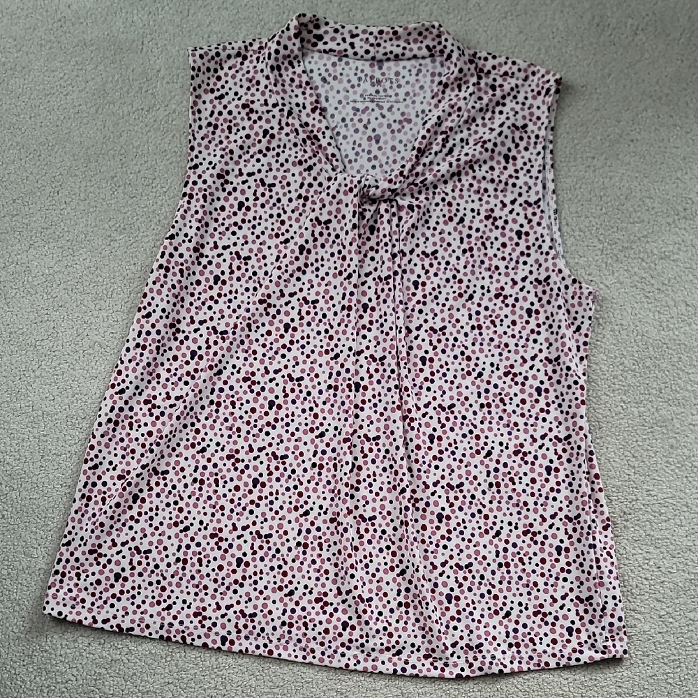 Talbots Sleeveless Top with Maroon, Purple and Black Dots